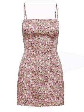 Aritzia Sunday Best Shimmer Satin Mini Dress Dainty Floral Bloom Size 4